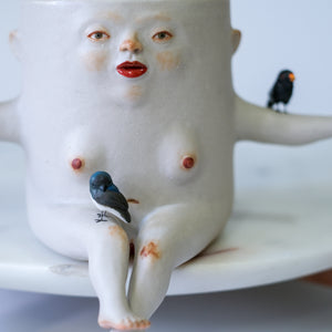 Lady Pot with Three Birds