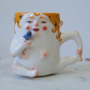 Lady Mug with Bird Friend