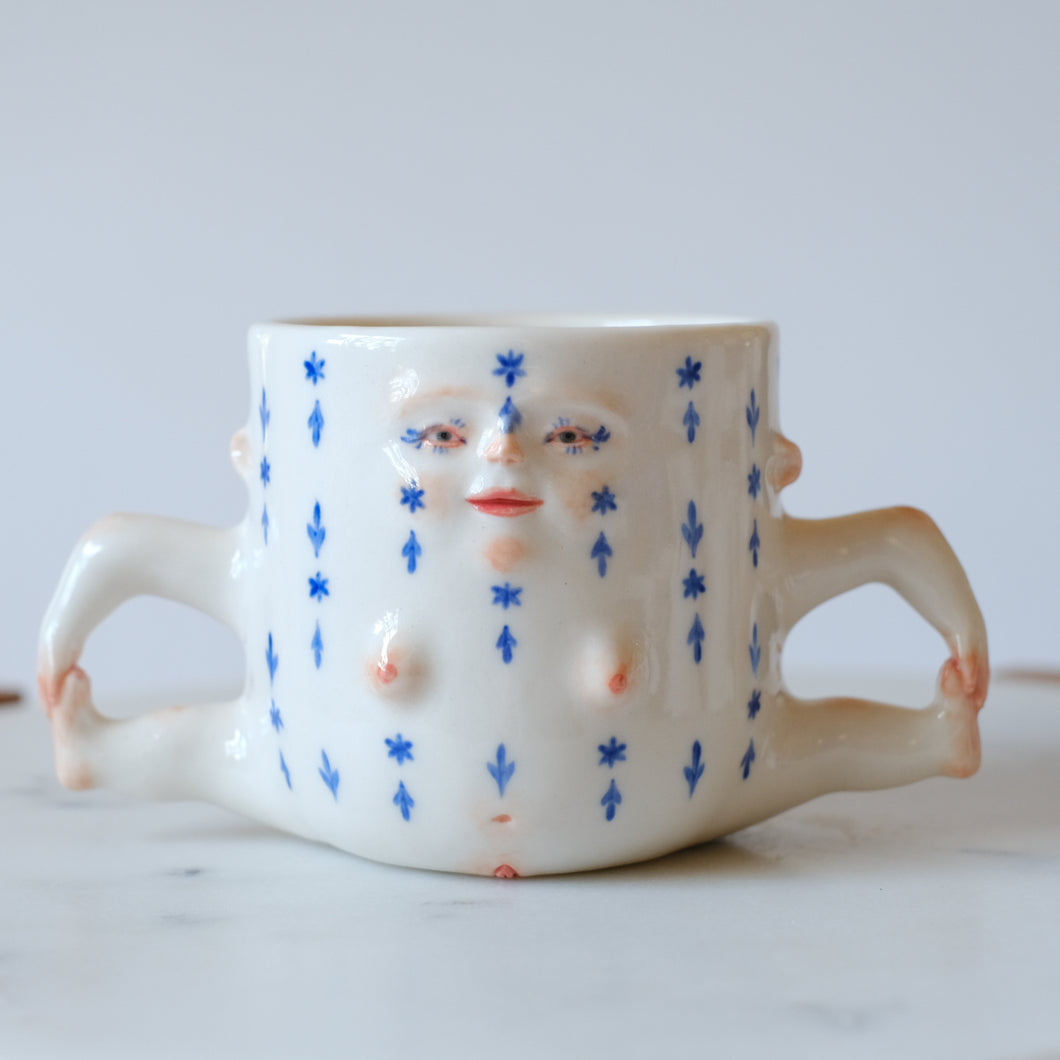 Blue and White Lady Mug