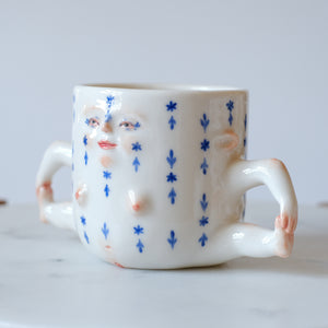 Blue and White Lady Mug