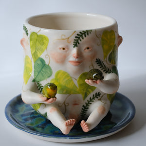 Frog Friends Pot with Drip Tray