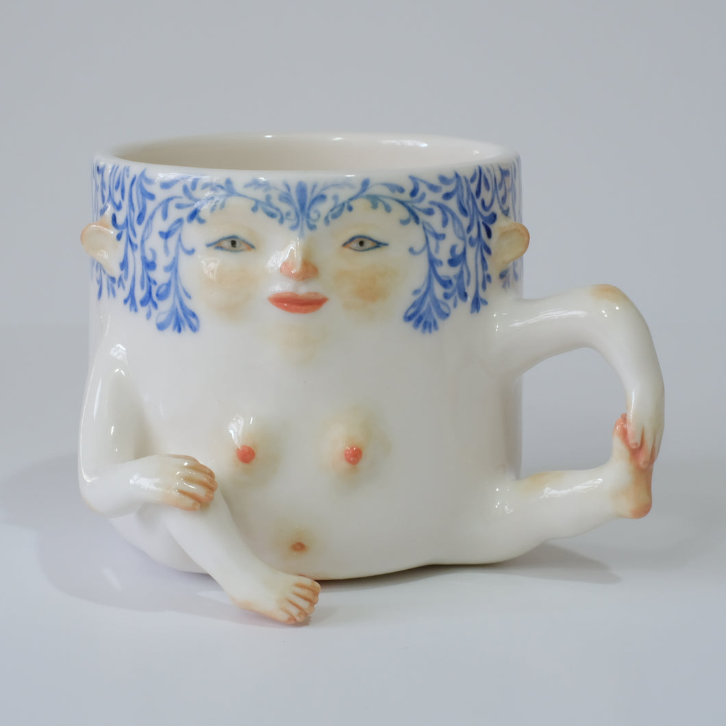 Blue Floral Lady Mug